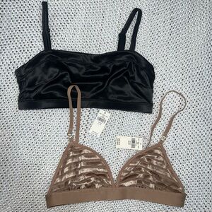 2 Aerie Bralettes Black & Nude